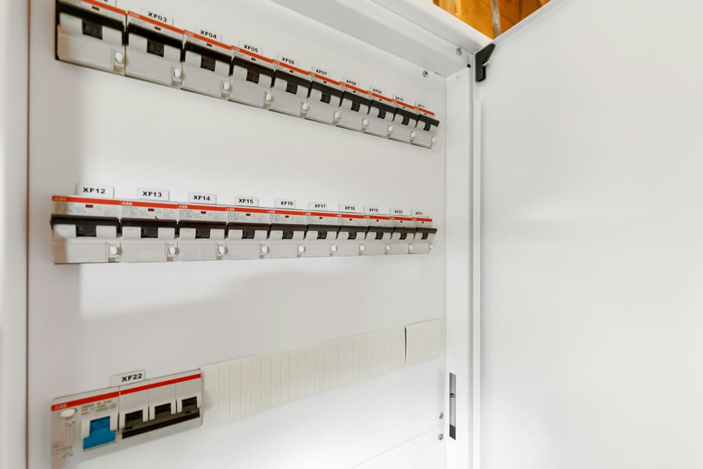 Power distribution panel showing organised circuit management