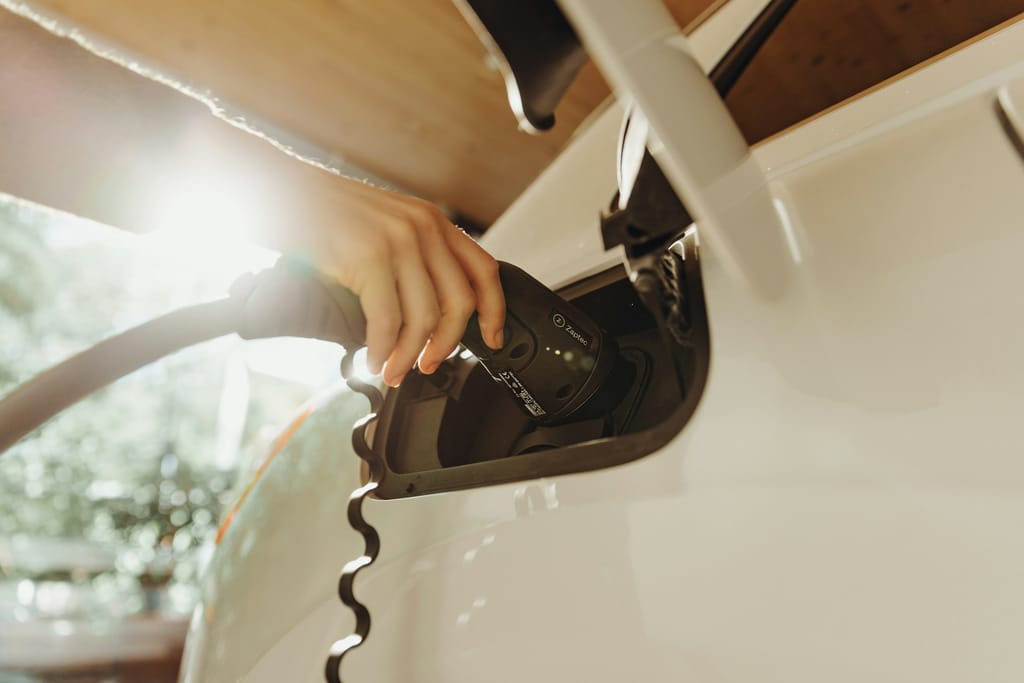 Electric vehicle connected to a home charging unit
